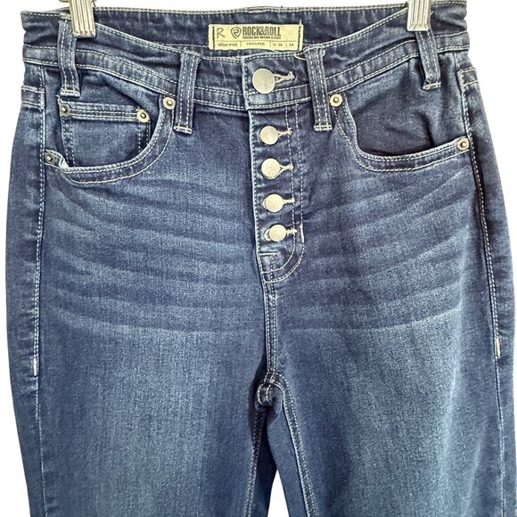 Rock & Roll Denim Womens High Rise Flare Trouser Jeans Medium Wash W26 L34 - Picture 3 of 8